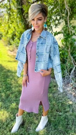 The ZigZag Stripe Mauve Rooftop Date Dress DRESSES