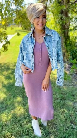 The ZigZag Stripe Mauve Rooftop Date Dress DRESSES