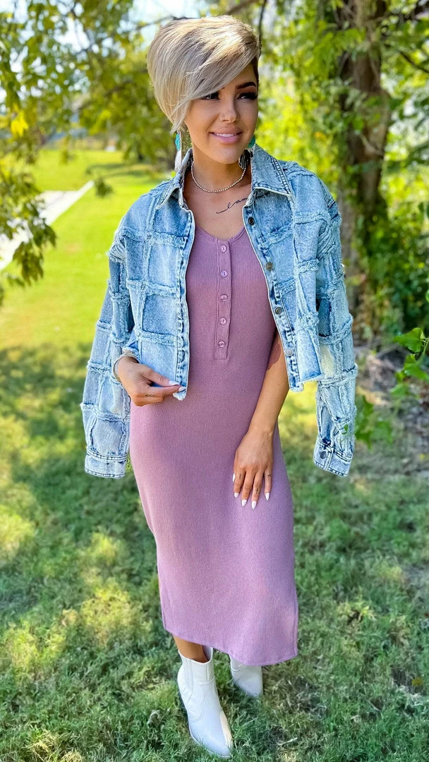 The ZigZag Stripe Mauve Rooftop Date Dress DRESSES