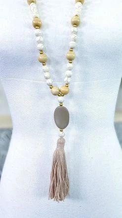 Bali Queen ACCESSORIES Mauve Thea Tassel Necklace