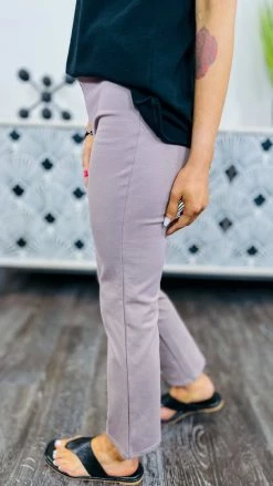 The ZigZag Stripe Mocha Basic Ponte Pants BOTTOMS