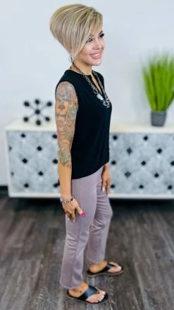 The ZigZag Stripe Mocha Basic Ponte Pants BOTTOMS