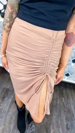 The ZigZag Stripe Mocha Make Moves Skirt BOTTOMS