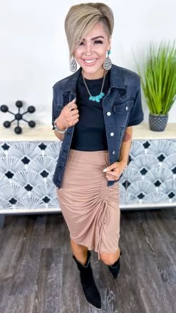 The ZigZag Stripe Mocha Make Moves Skirt BOTTOMS