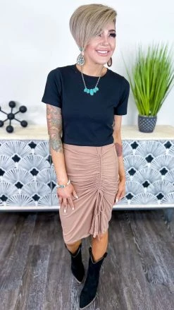 The ZigZag Stripe Mocha Make Moves Skirt BOTTOMS