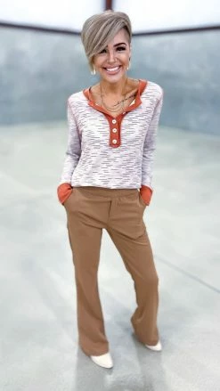 The ZigZag Stripe Mocha New Potential Pants BOTTOMS