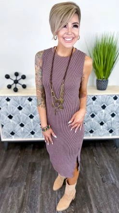 The ZigZag Stripe DRESSES Mocha Romantic Nights Dress