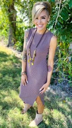 The ZigZag Stripe DRESSES Mocha Romantic Nights Dress