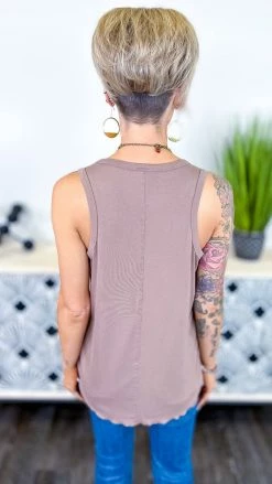 The ZigZag Stripe TOPS & TUNICS Mocha Stellar Time Tank