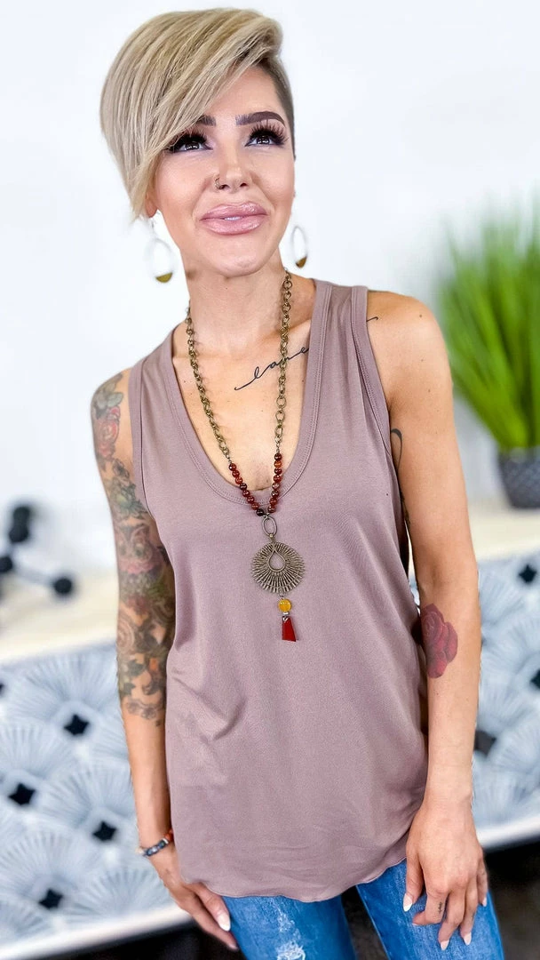 The ZigZag Stripe TOPS & TUNICS Mocha Stellar Time Tank