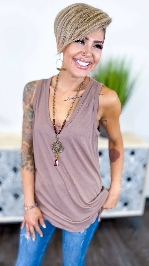 The ZigZag Stripe TOPS & TUNICS Mocha Stellar Time Tank