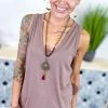 The ZigZag Stripe TOPS & TUNICS Mocha Stellar Time Tank
