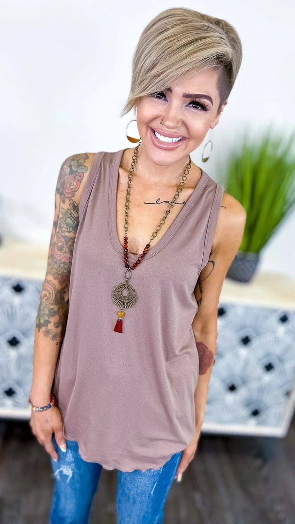 The ZigZag Stripe TOPS & TUNICS Mocha Stellar Time Tank