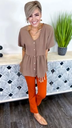 The ZigZag Stripe TOPS & TUNICS Mocha Trip To Venice Top