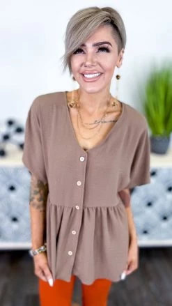 The ZigZag Stripe TOPS & TUNICS Mocha Trip To Venice Top