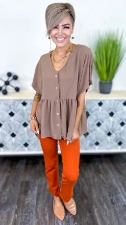 The ZigZag Stripe TOPS & TUNICS Mocha Trip To Venice Top