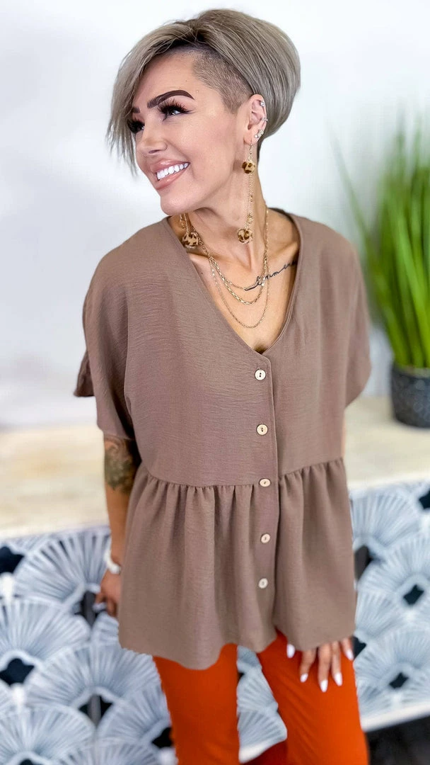 The ZigZag Stripe TOPS & TUNICS Mocha Trip To Venice Top