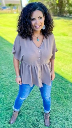 The ZigZag Stripe TOPS & TUNICS Mocha Trip To Venice Top