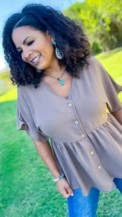 The ZigZag Stripe TOPS & TUNICS Mocha Trip To Venice Top