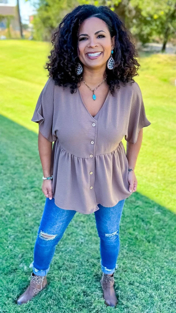 The ZigZag Stripe TOPS & TUNICS Mocha Trip To Venice Top