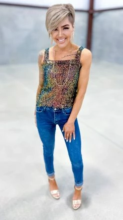 The ZigZag Stripe TOPS & TUNICS Multi Weekend Wow Tank