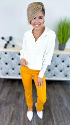 The ZigZag Stripe Mustard Basic Ponte Pants