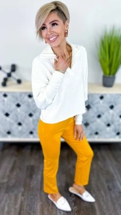 The ZigZag Stripe Mustard Basic Ponte Pants