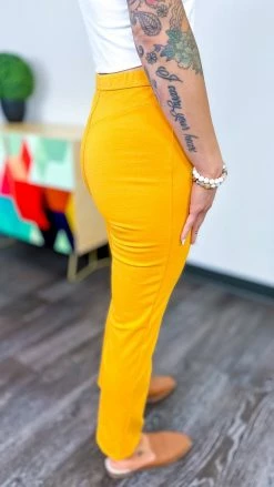 The ZigZag Stripe Mustard Basic Ponte Pants