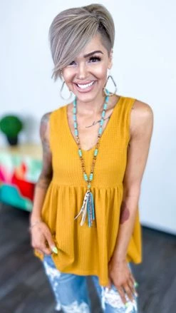 The ZigZag Stripe Mustard Enhanced View Top