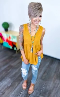 The ZigZag Stripe Mustard Enhanced View Top