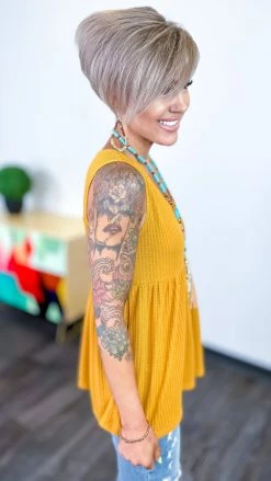 The ZigZag Stripe Mustard Enhanced View Top