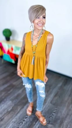 The ZigZag Stripe Mustard Enhanced View Top