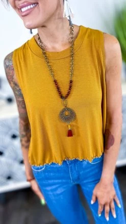 The ZigZag Stripe Mustard Into Motion Top [NO RETURNS]