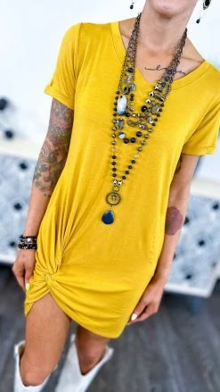 The ZigZag Stripe DRESSES Mustard None Like Me Dress