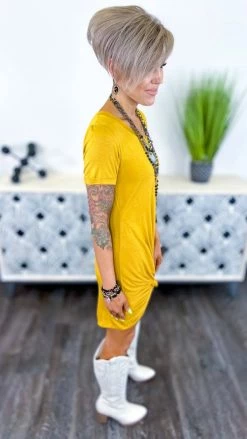 The ZigZag Stripe DRESSES Mustard None Like Me Dress