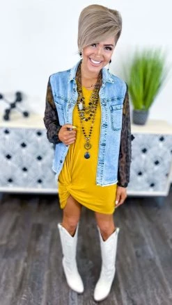 The ZigZag Stripe DRESSES Mustard None Like Me Dress