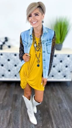 The ZigZag Stripe DRESSES Mustard None Like Me Dress