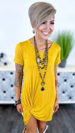 The ZigZag Stripe DRESSES Mustard None Like Me Dress