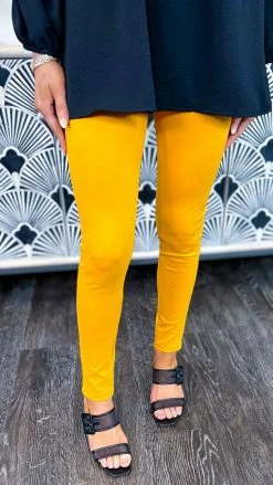 The ZigZag Stripe BOTTOMS Mustard Skinny Ponte Pants