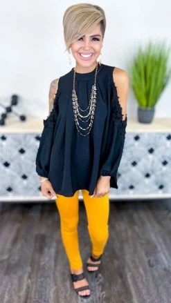 The ZigZag Stripe BOTTOMS Mustard Skinny Ponte Pants