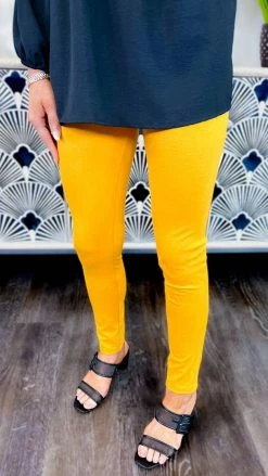 The ZigZag Stripe BOTTOMS Mustard Skinny Ponte Pants