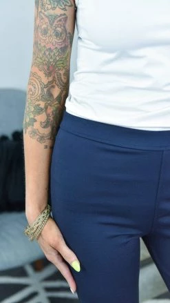 The ZigZag Stripe Navy Basic Ponte Pants