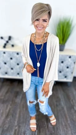 The ZigZag Stripe TOPS & TUNICS Navy Basic Spaghetti Tank