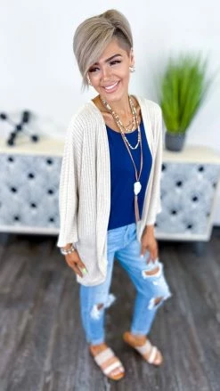 The ZigZag Stripe TOPS & TUNICS Navy Basic Spaghetti Tank