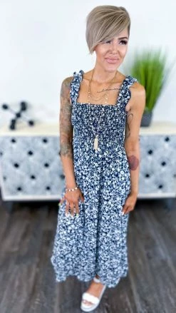 White Birch Navy Cabo Nights Dress
