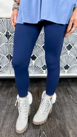 The ZigZag Stripe Navy Elite Leggings BOTTOMS
