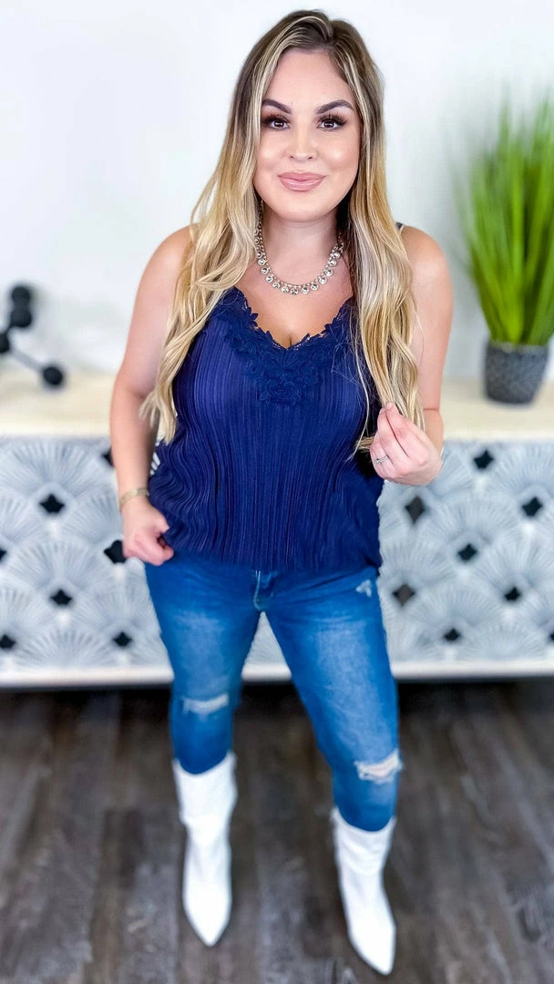 The ZigZag Stripe TOPS & TUNICS Navy Everyday Elegance Tank