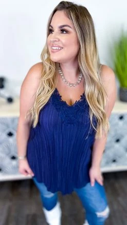 The ZigZag Stripe TOPS & TUNICS Navy Everyday Elegance Tank