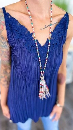 The ZigZag Stripe TOPS & TUNICS Navy Everyday Elegance Tank