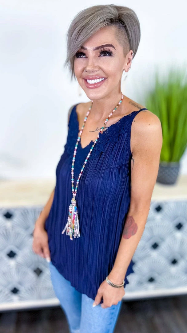 The ZigZag Stripe TOPS & TUNICS Navy Everyday Elegance Tank